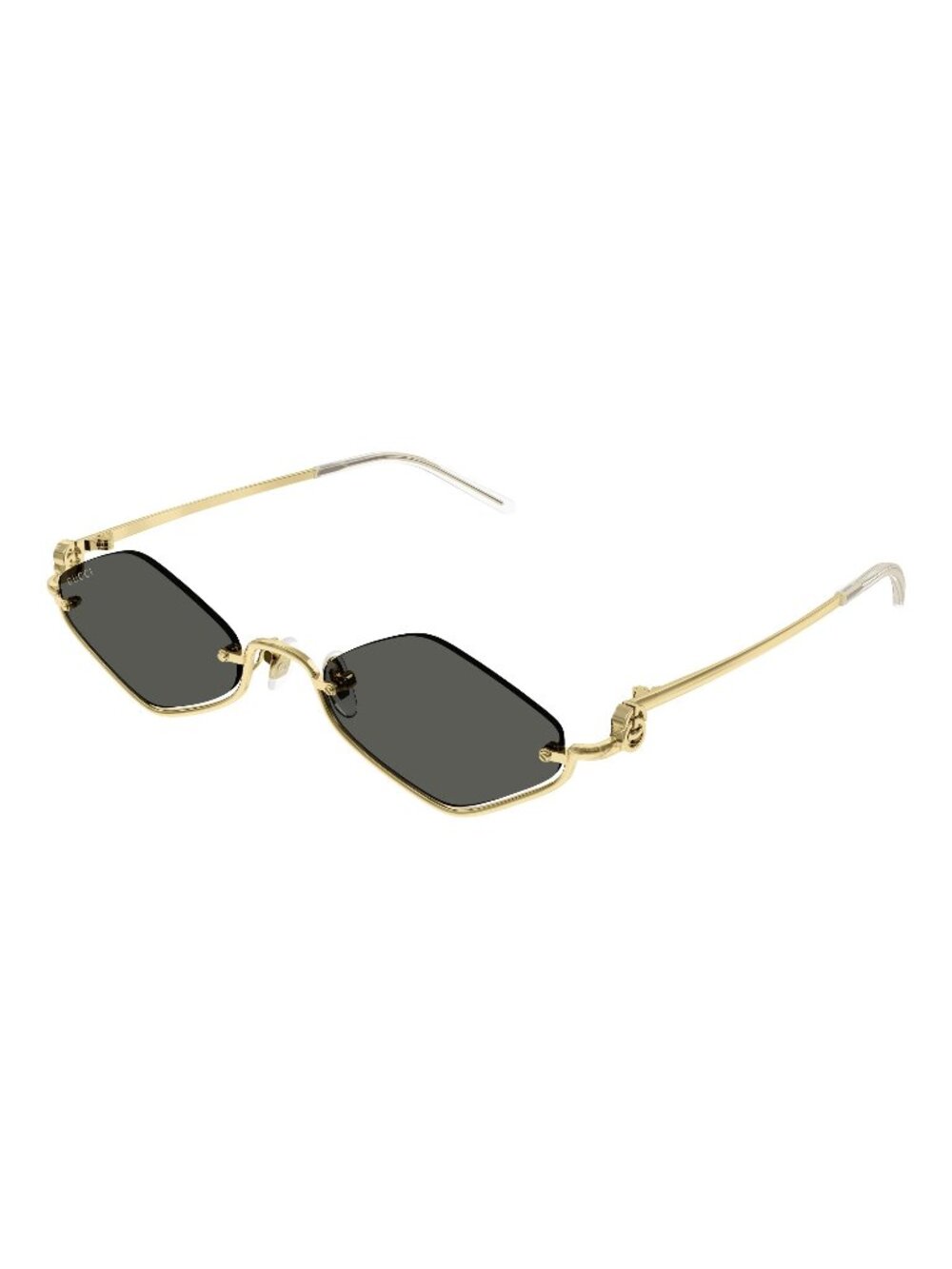 New Gucci Women's Sunglasses Gold Square Grey Lens Metal Frame GG1604S 001 53